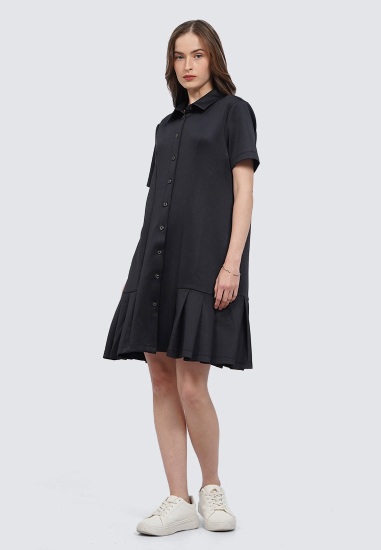 Pleated Hem Mini Dress