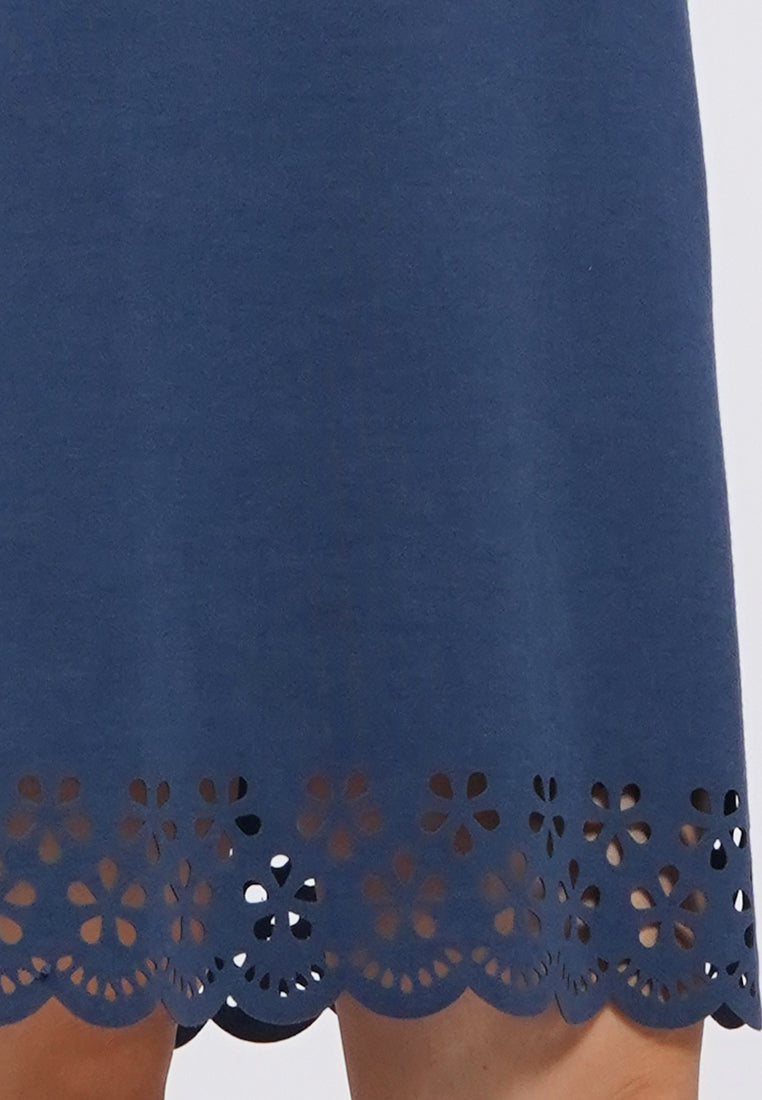 Eyelet Details Short Sleeve Mini Dress