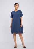 Eyelet Details Short Sleeve Mini Dress