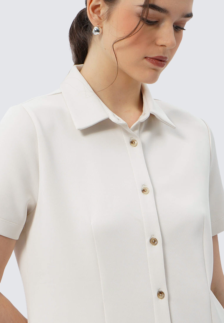 Collared Short Sleeve Mini Dress