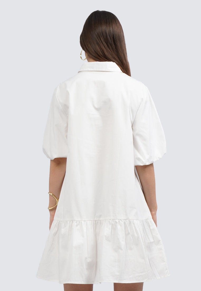Balloon Sleeve Mini Shirt Dress