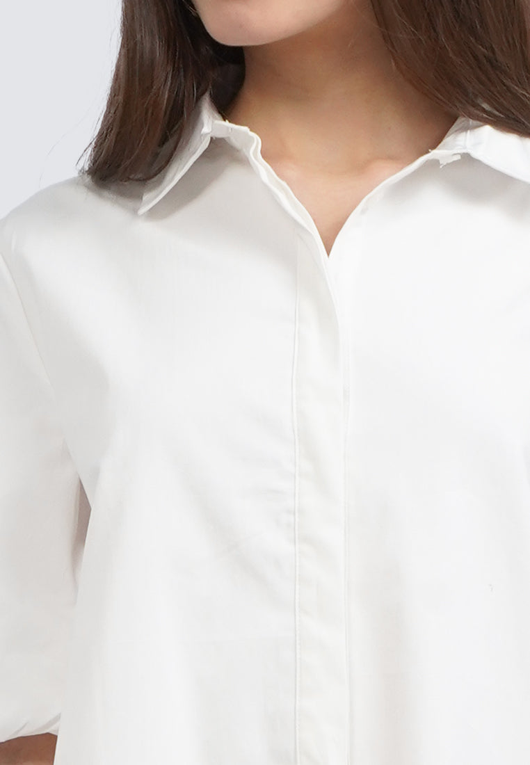 Balloon Sleeve Mini Shirt Dress