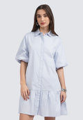 Balloon Sleeve Mini Shirt Dress