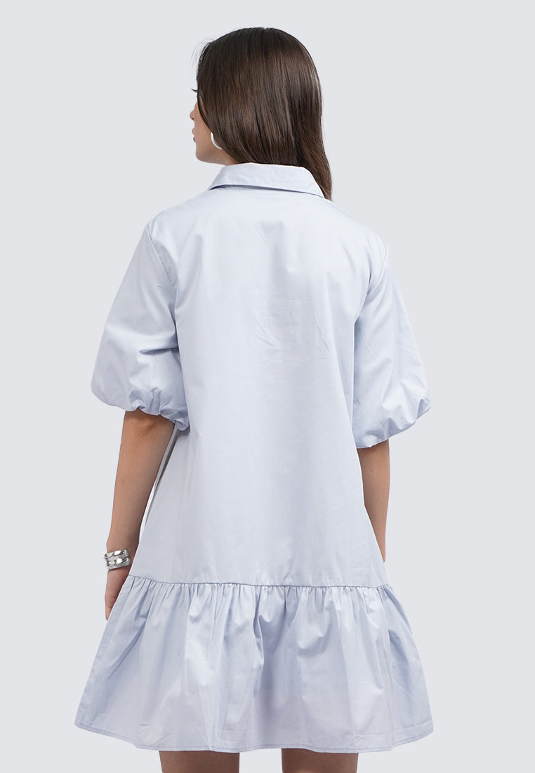 Balloon Sleeve Mini Shirt Dress