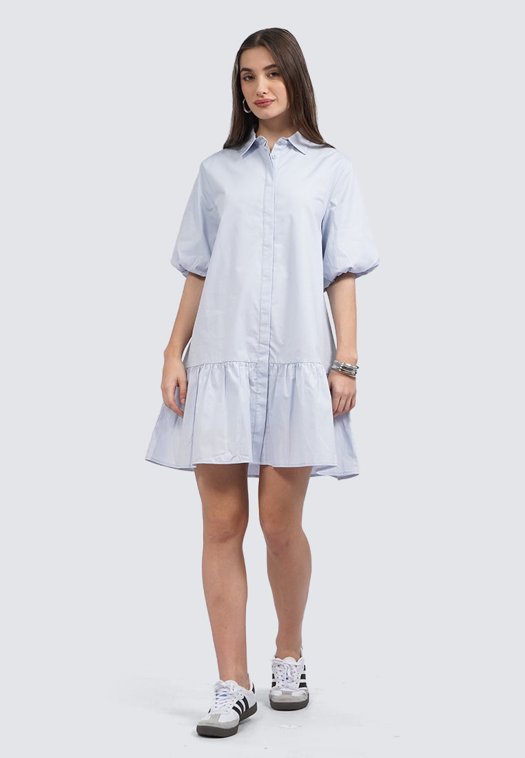Balloon Sleeve Mini Shirt Dress