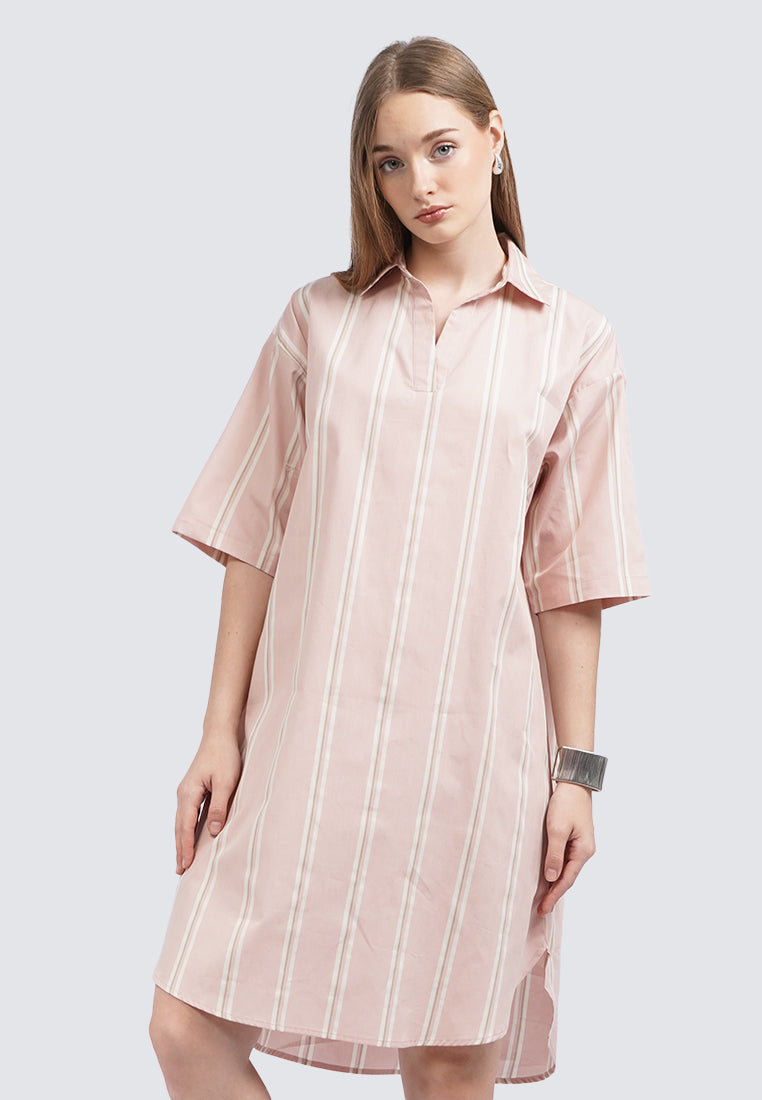 V-Neck Stripes Mini Dress