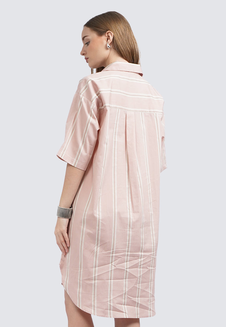 V-Neck Stripes Mini Dress