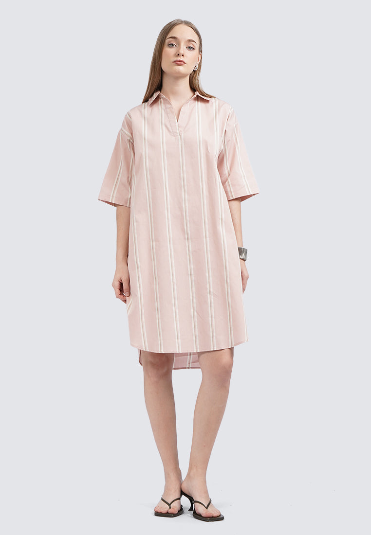 V-Neck Stripes Mini Dress