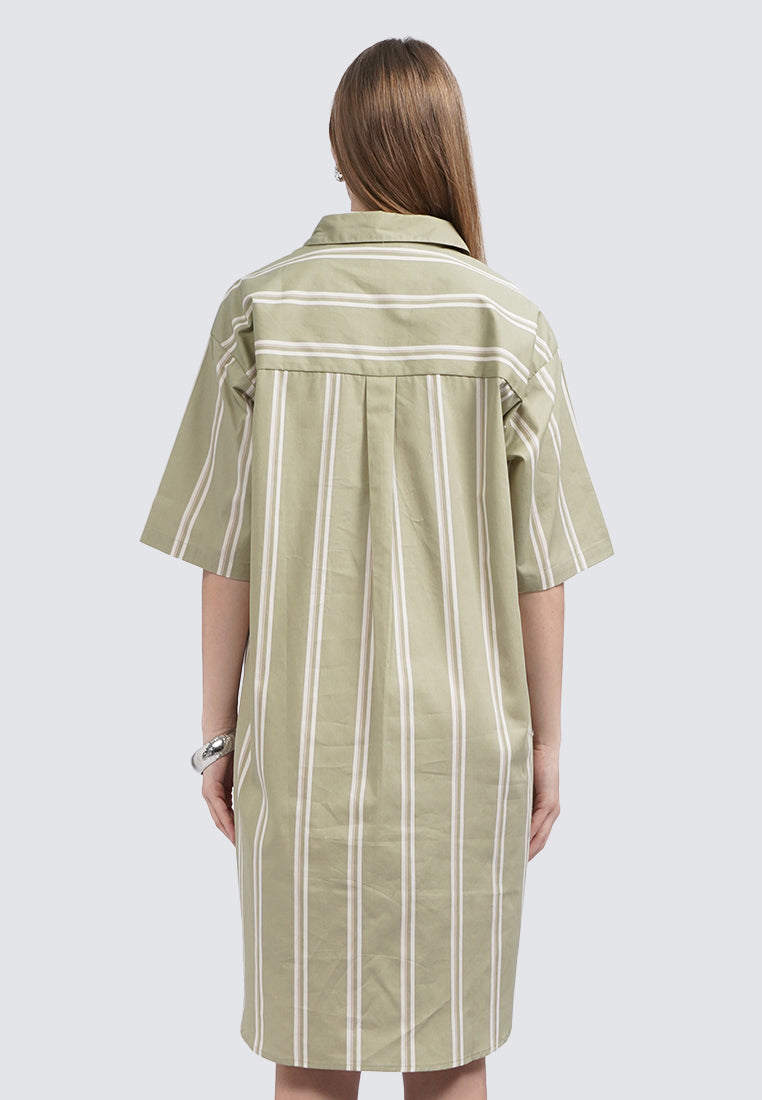 V-Neck Stripes Mini Dress