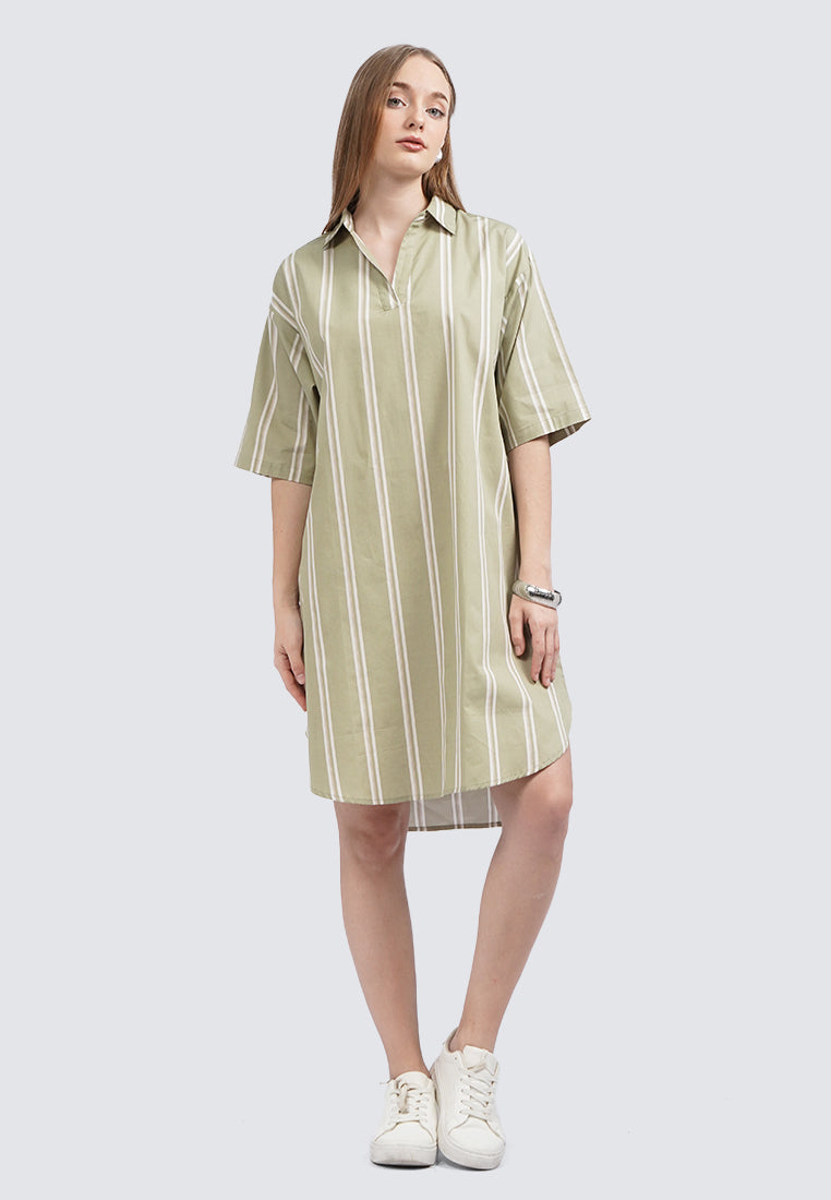 V-Neck Stripes Mini Dress