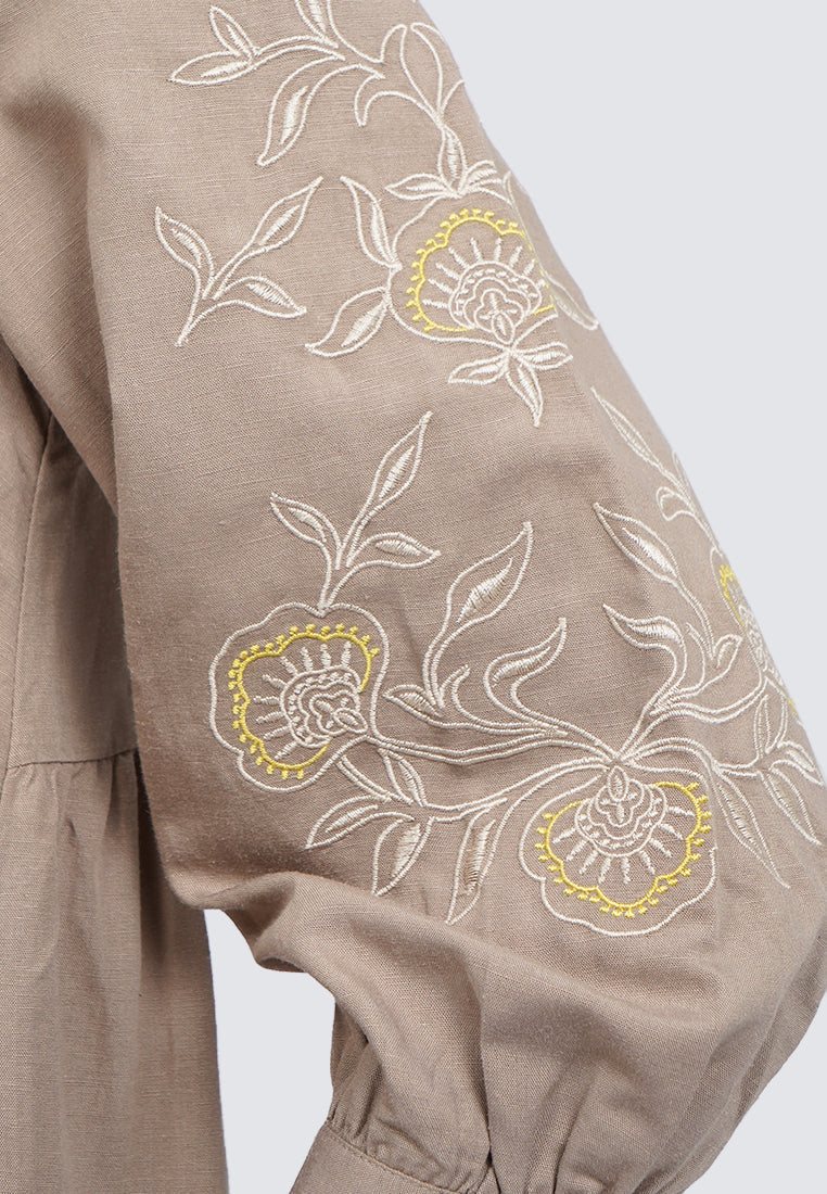 Embroidered V-Neck Mini Dress