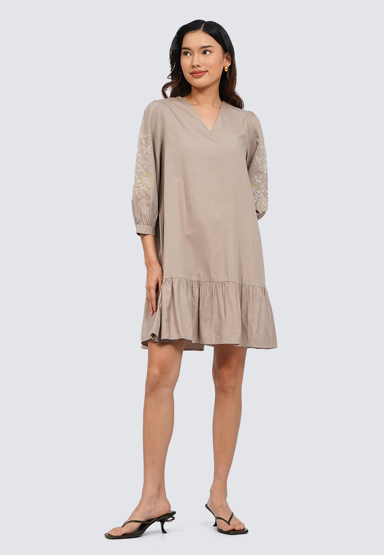 Embroidered V-Neck Mini Dress