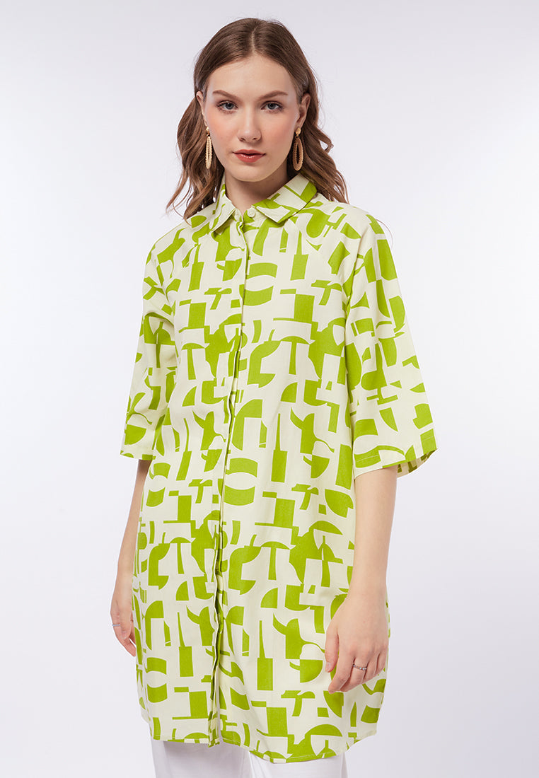 Printed Mini Shirt Dress