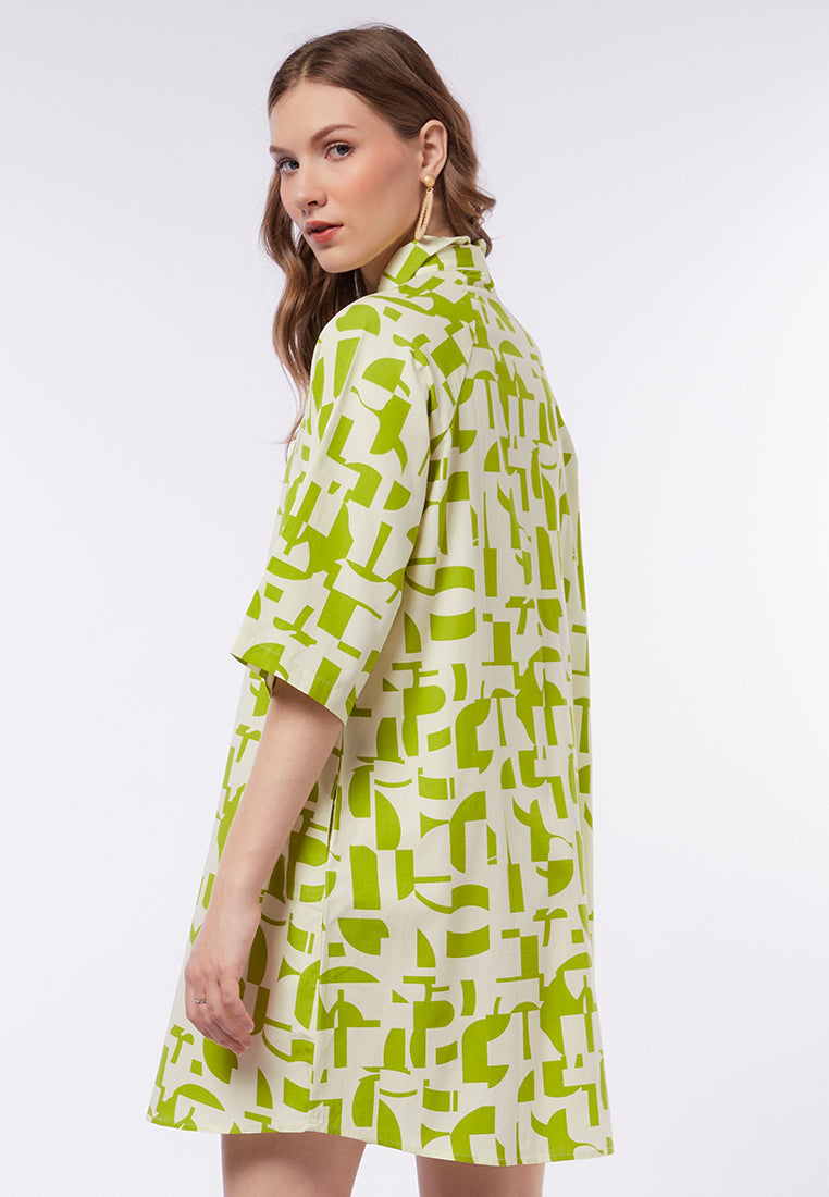 Printed Mini Shirt Dress