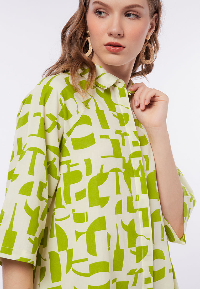 Printed Mini Shirt Dress