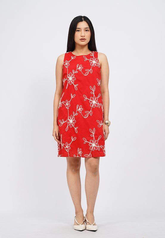 Embroidered Sleeveless Mini Dress