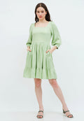 Mini Tiered Dress with Square Neckline