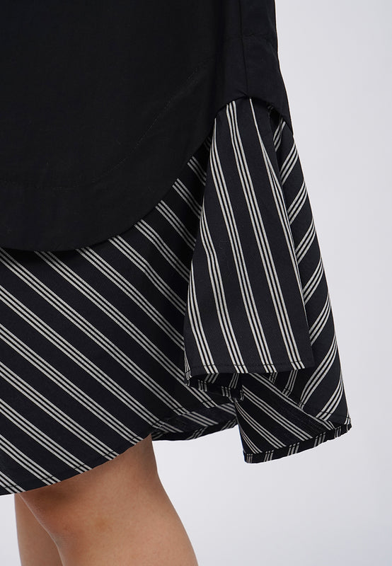 Contrast Fabric Short Sleeve Mini Dress