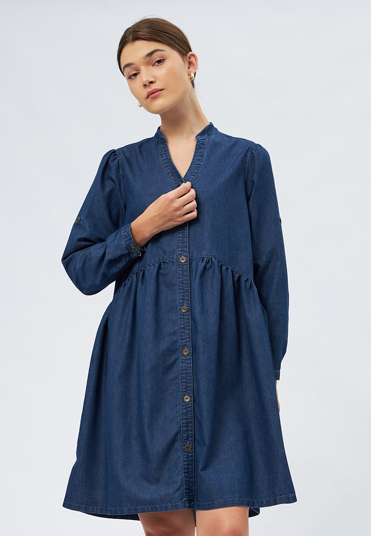Long Sleeve Denim Midi Dress