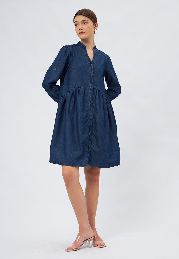 Long Sleeve Denim Midi Dress