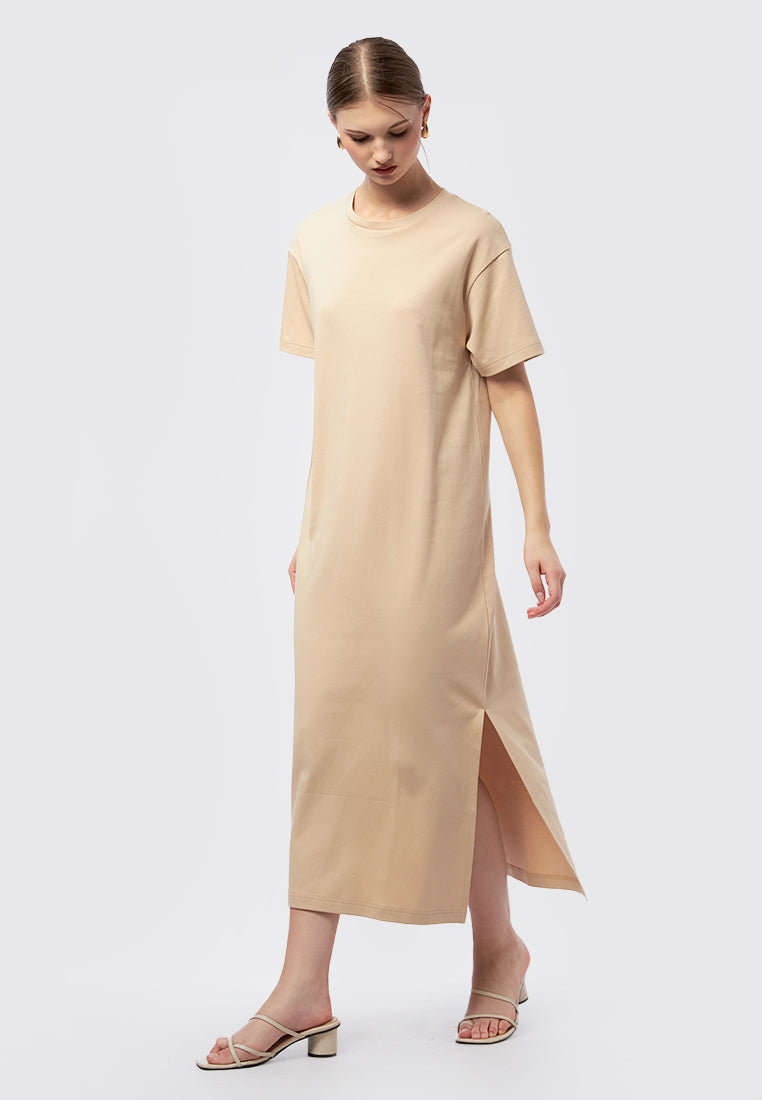 Short Sleeve Maxi Dress with Slit