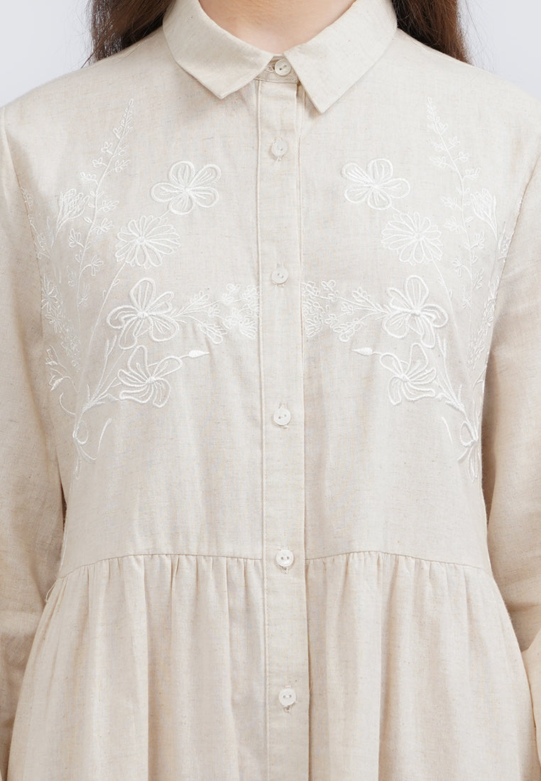 Embroidered Long Sleeve Maxi Dress