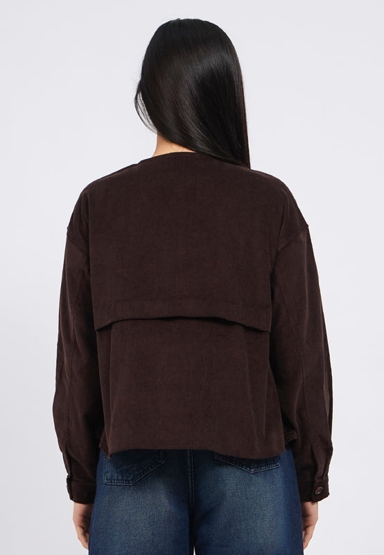 Round Neck Corduroy Jacket