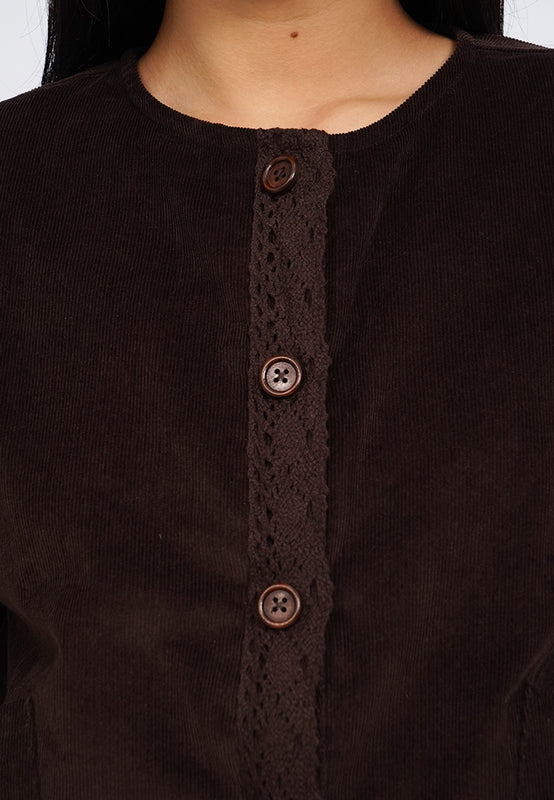 Round Neck Corduroy Jacket