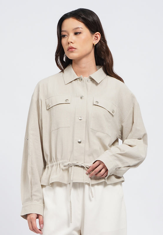 Rolled Up Sleeve Crop Jacket
