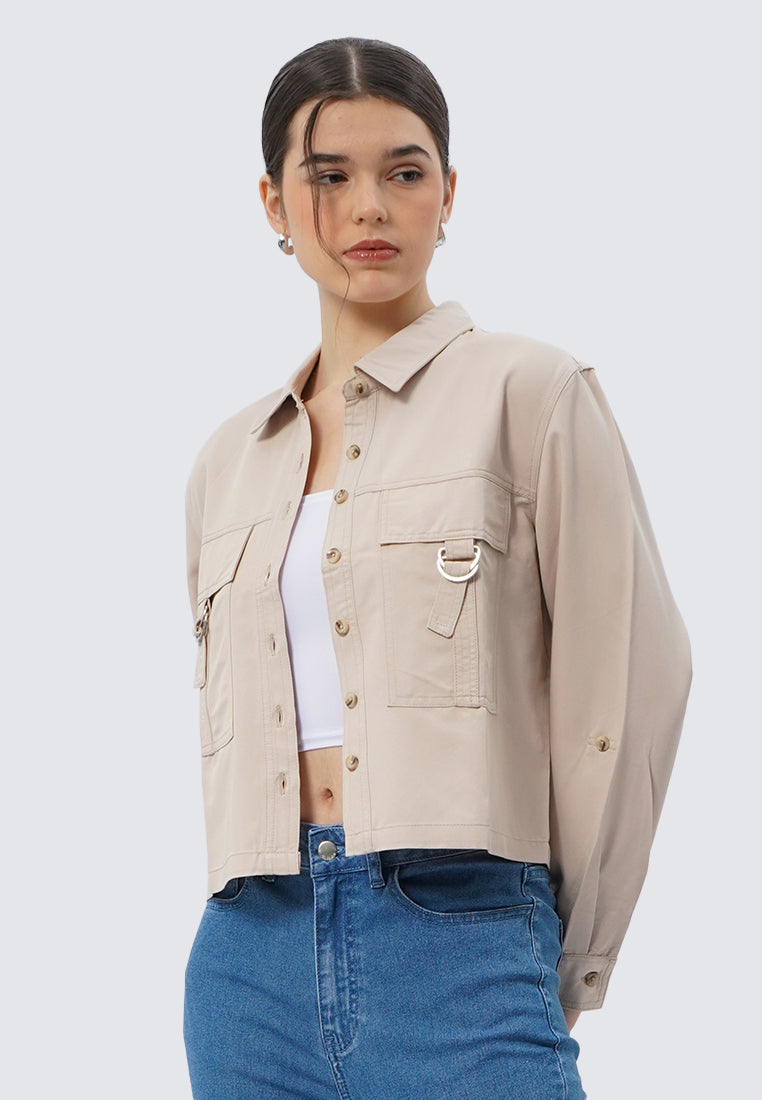 Collared Jacket with Epaulette Details