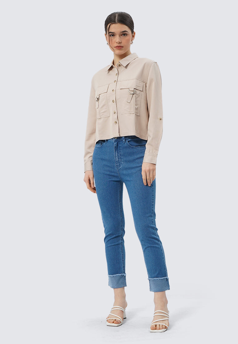 Collared Jacket with Epaulette Details
