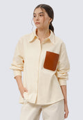 Oversized Shirt with Leather Pocket
