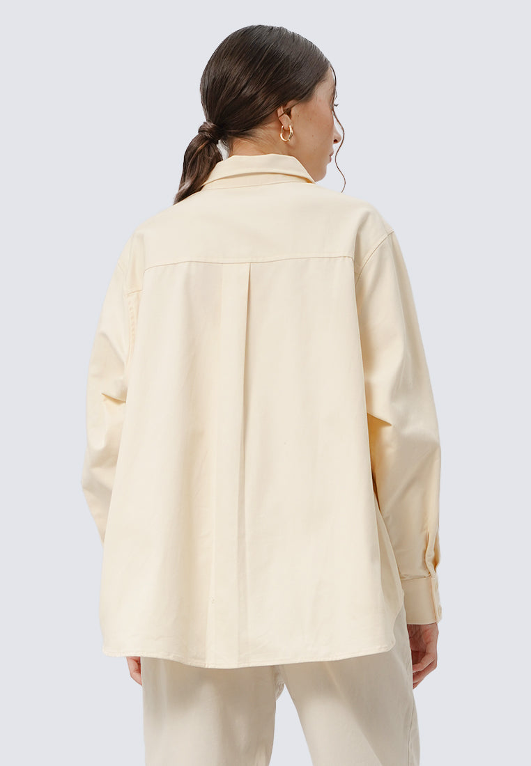Oversized Shirt with Leather Pocket