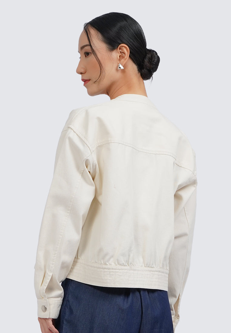 Contrast Button Twill Jacket