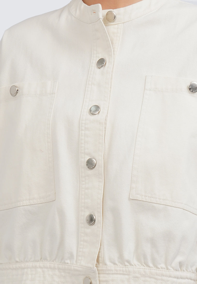 Contrast Button Twill Jacket