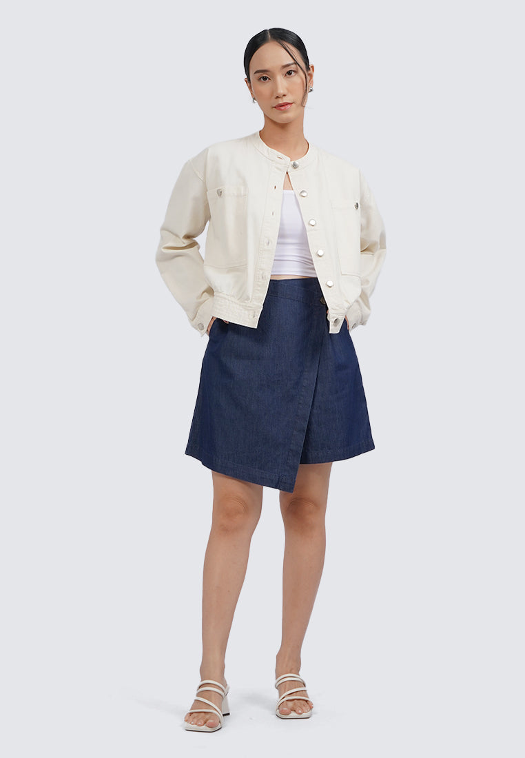Contrast Button Twill Jacket