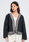 Contrast Embroidery Twill Jacket
