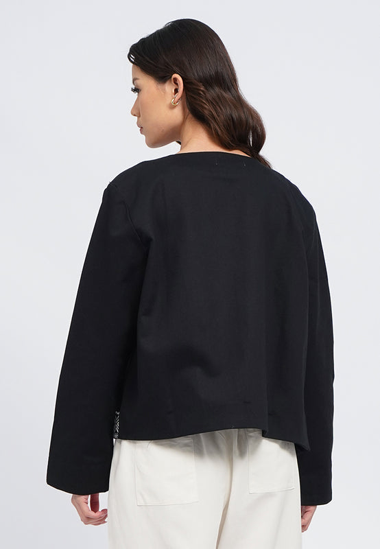 Contrast Embroidery Twill Jacket