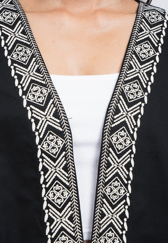 Contrast Embroidery Twill Jacket