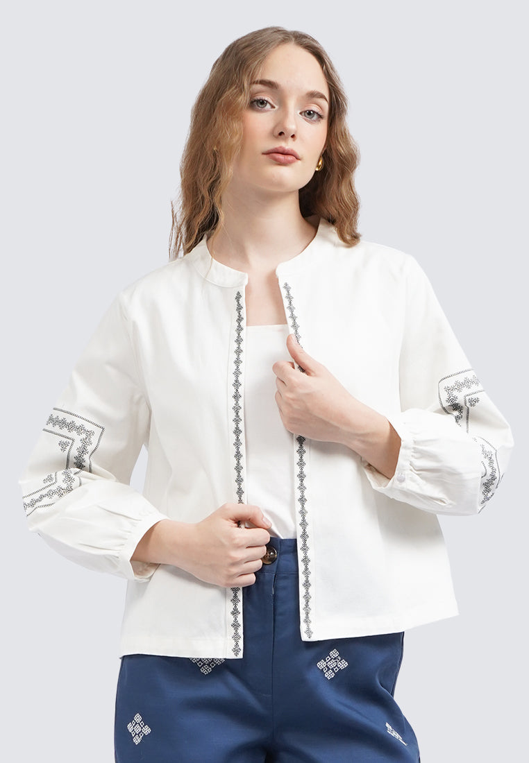 Embroidered Puff Sleeves Jacket