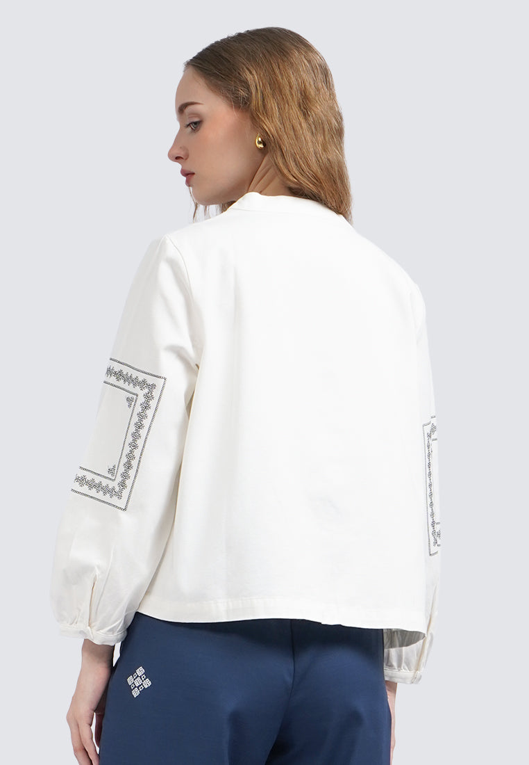 Embroidered Puff Sleeves Jacket