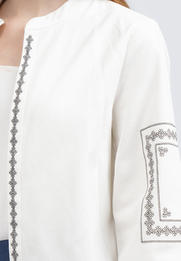 Embroidered Puff Sleeves Jacket