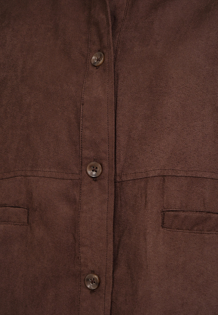 Collared Suede Crop Jacket