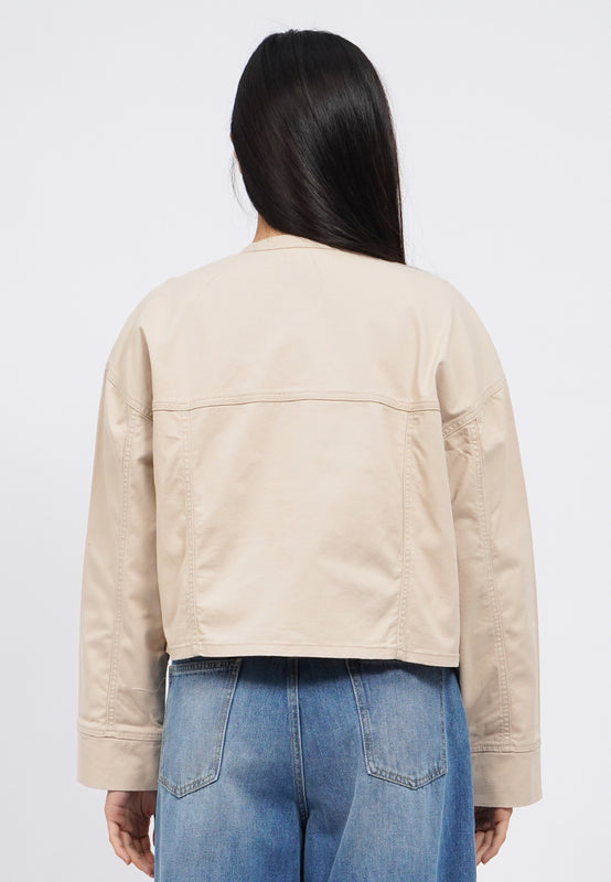 Zip Up Round Neck Loose Jacket
