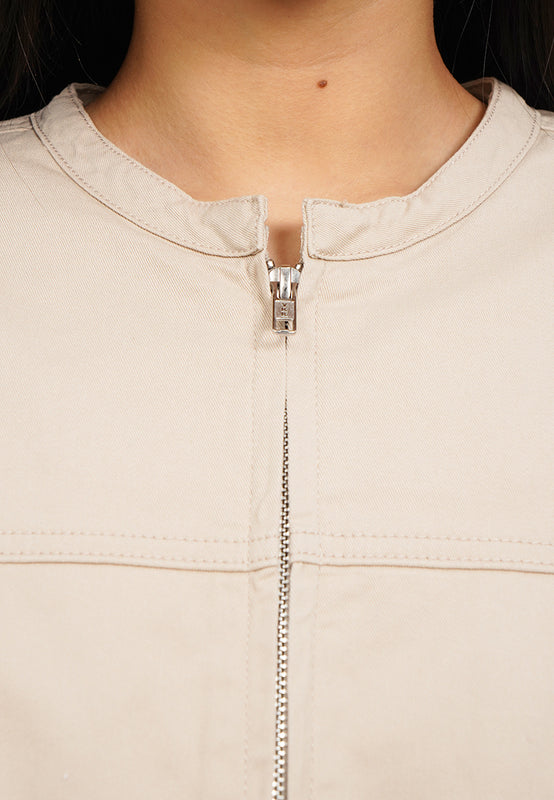 Zip Up Round Neck Loose Jacket