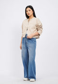 Zip Up Round Neck Loose Jacket