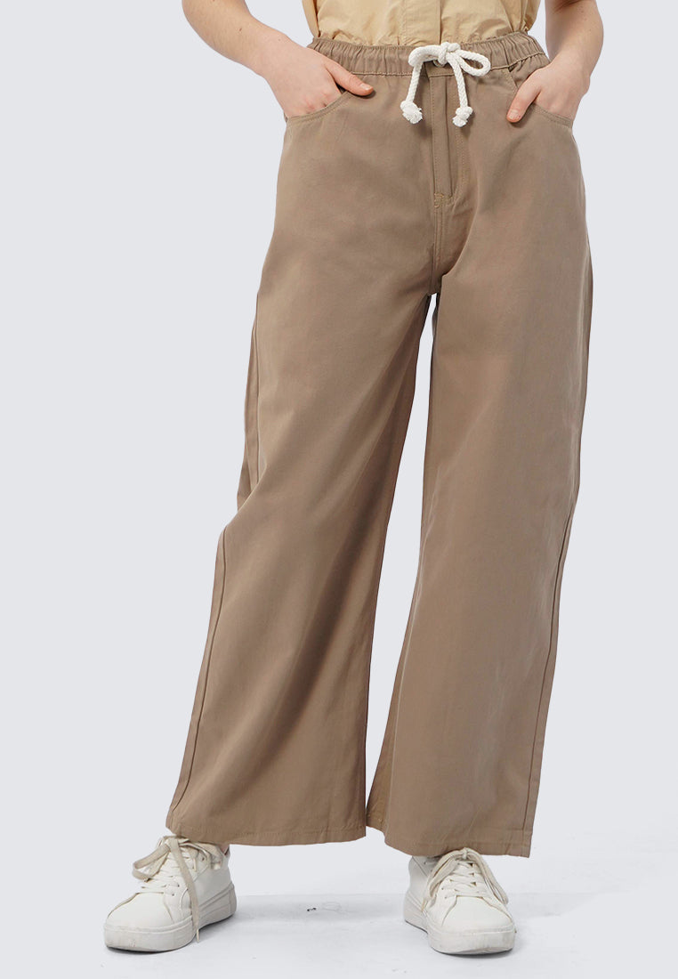 Denim Pants with Tied Elastic Waist