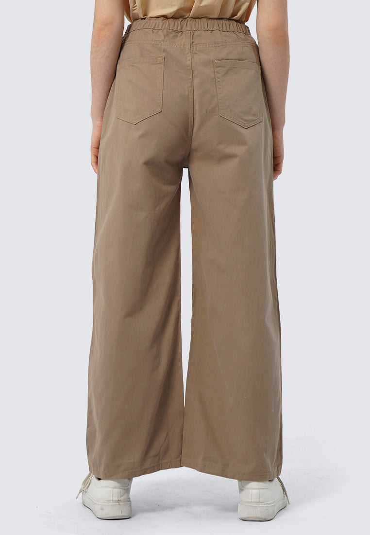 Denim Pants with Tied Elastic Waist