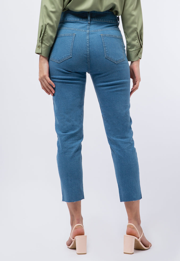High Waist Denim with Eyelet Details