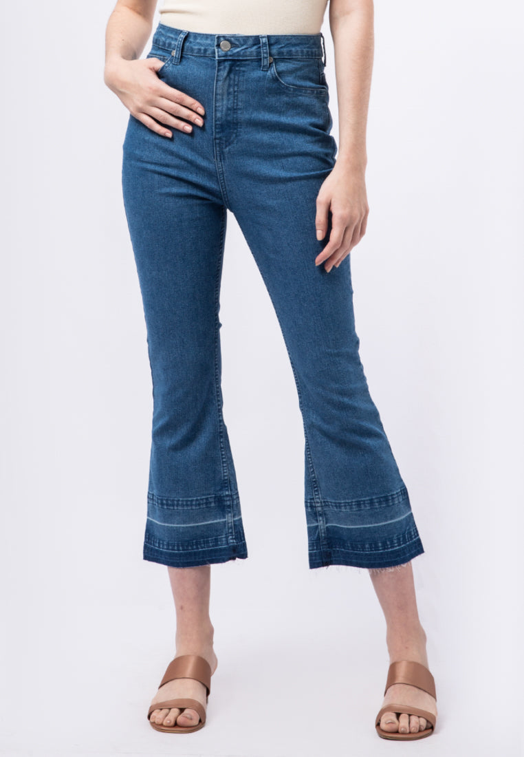 Flare Denim with Raw Hem Details